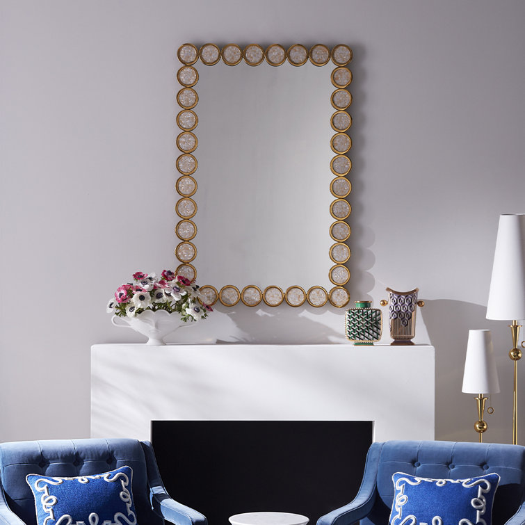 Twinkly Chic Pearl and Polished Brass Rectangular Mirror