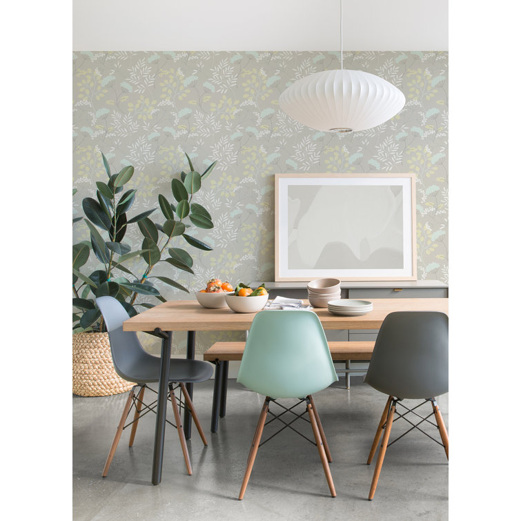 Light Grey Scandinavian Floral Vinyl Wallpaper Roll