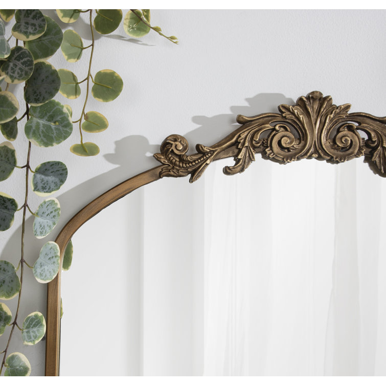Gold Ornate Rectangular Bathroom Wall Mirror