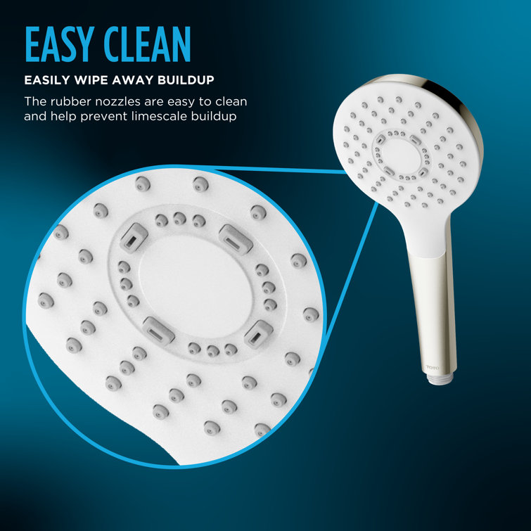 Polished Chrome 4 Inch Wall Mounted Handheld Shower Head with Five Spray Modes