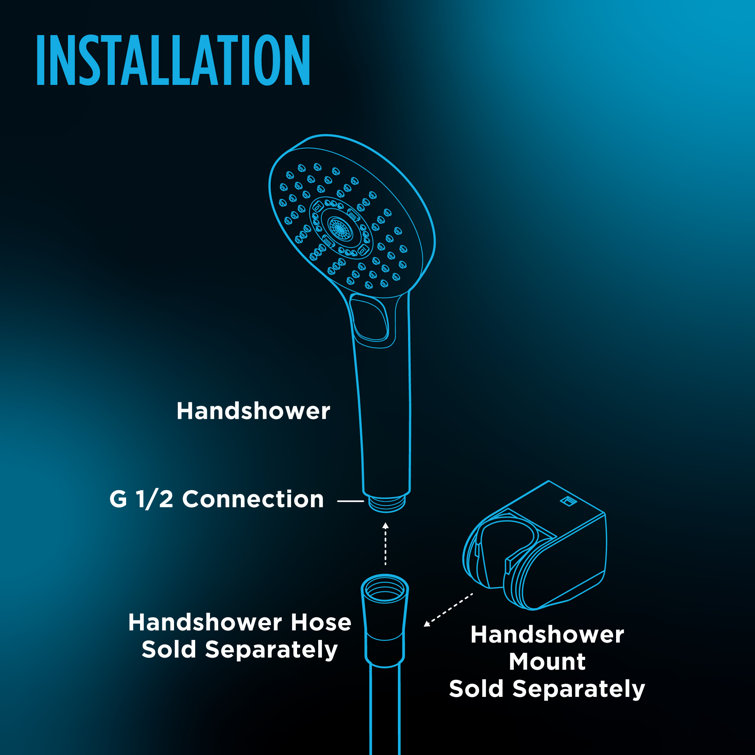 Polished Chrome 4 Inch Wall Mounted Handheld Shower Head with Five Spray Modes