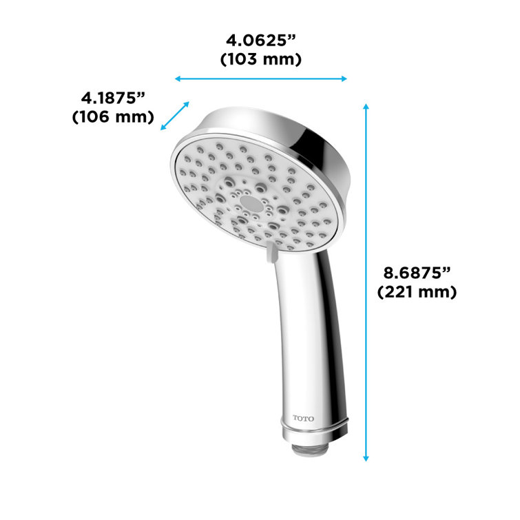 Polished Chrome 4 Inch Wall Mounted Handheld Shower Head with Five Spray Modes
