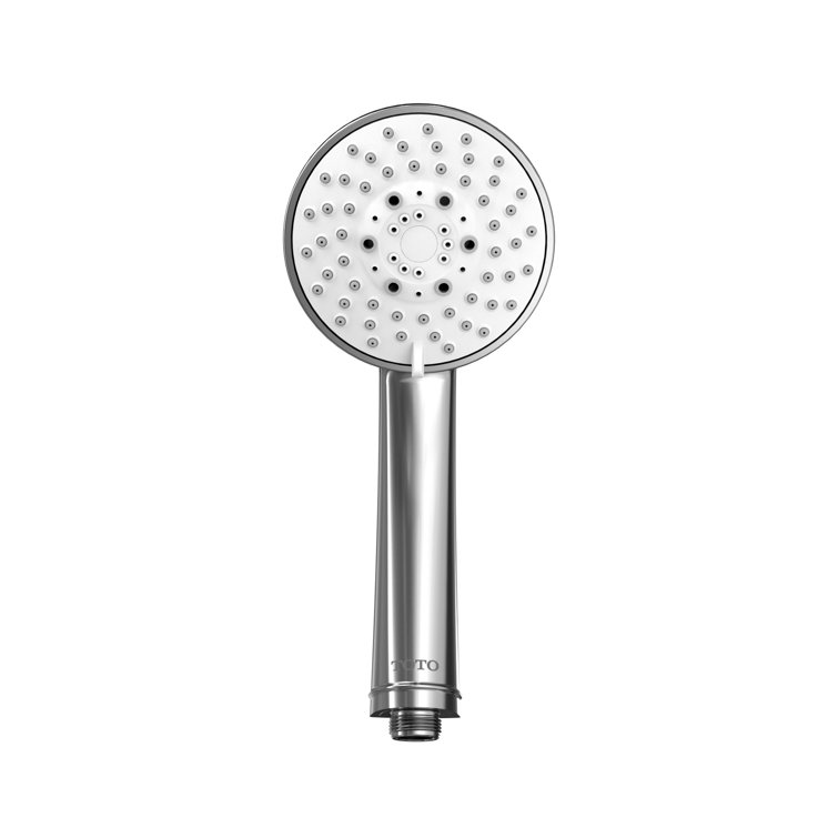 Polished Chrome 4 Inch Wall Mounted Handheld Shower Head with Five Spray Modes