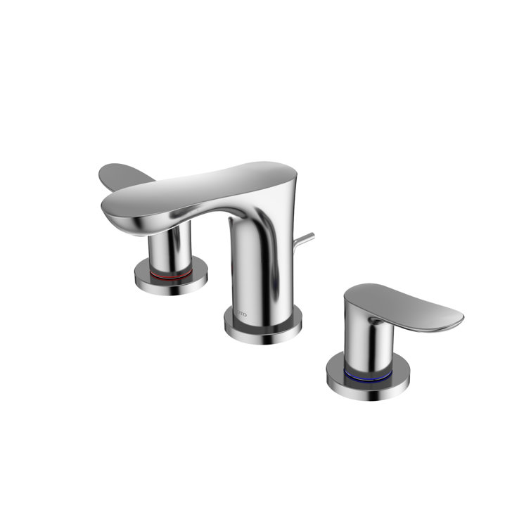 Polished Nickel Modern Widespread Bathroom Faucet with Drain Assembly