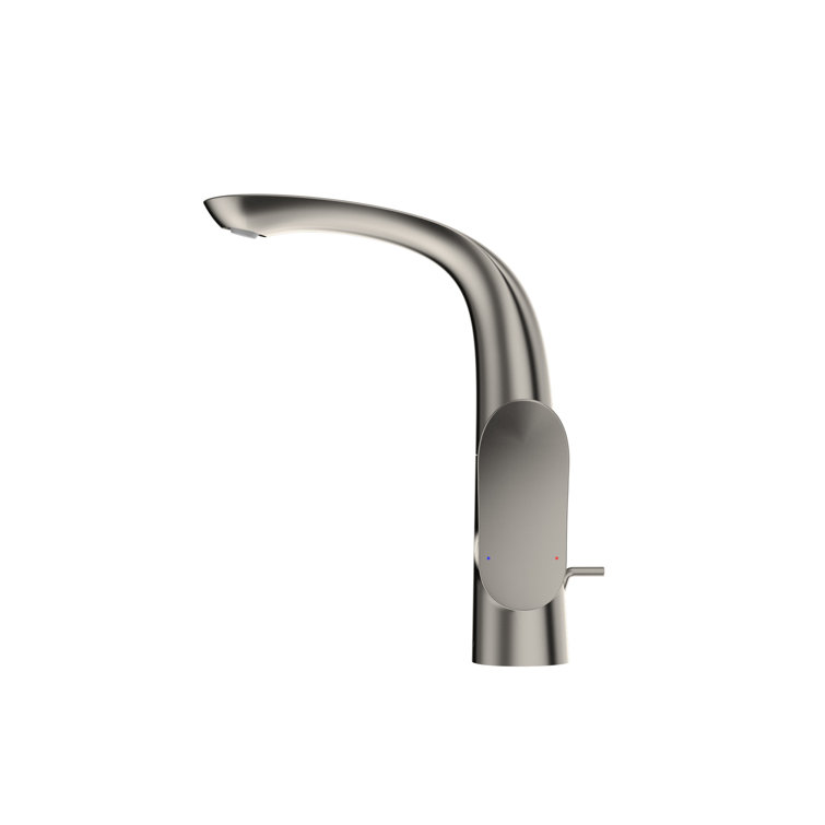 Polished Nickel Single Hole Modern Bathroom Faucet with Drain Assembly