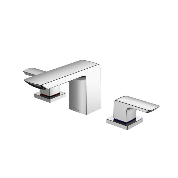 Elegant Polished Nickel 11 7/8" Widespread Modern Bathroom Faucet