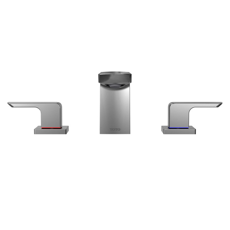 Elegant Polished Nickel 11 7/8" Widespread Modern Bathroom Faucet