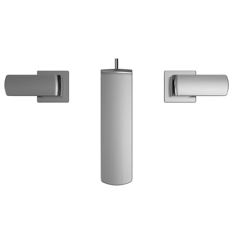 Elegant Polished Nickel 11 7/8" Widespread Modern Bathroom Faucet