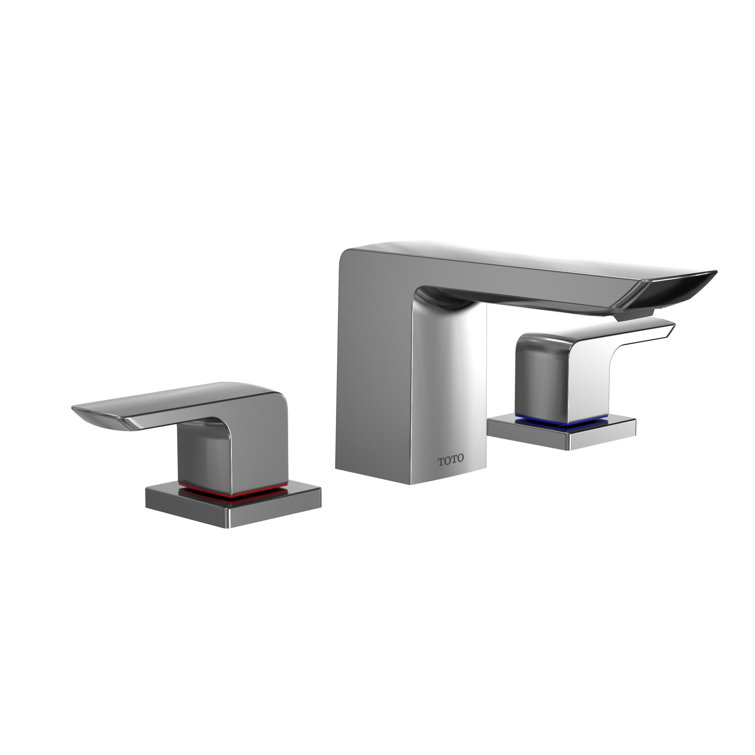 Elegant Polished Nickel 11 7/8" Widespread Modern Bathroom Faucet