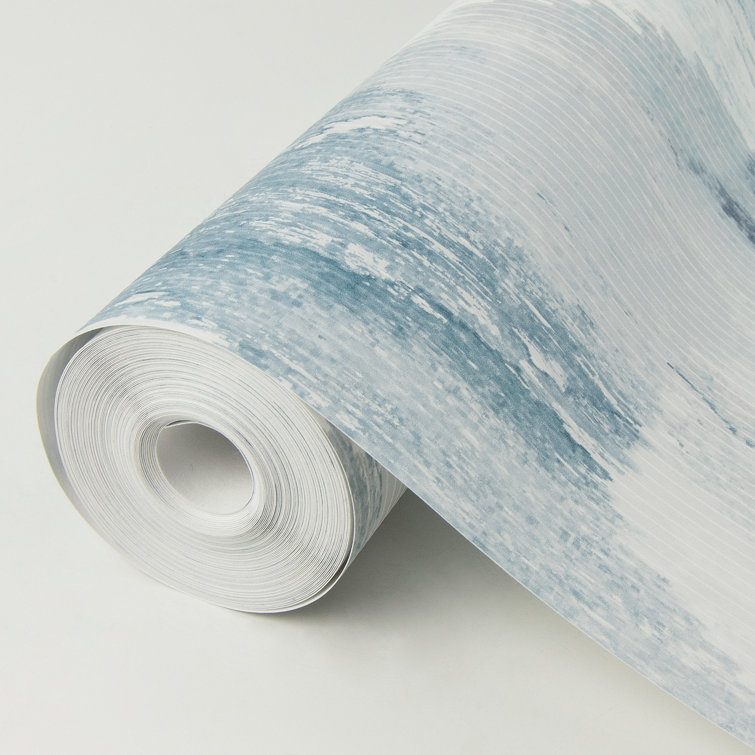 Mahi Blue and White Abstract 3D Non-Woven Wallpaper