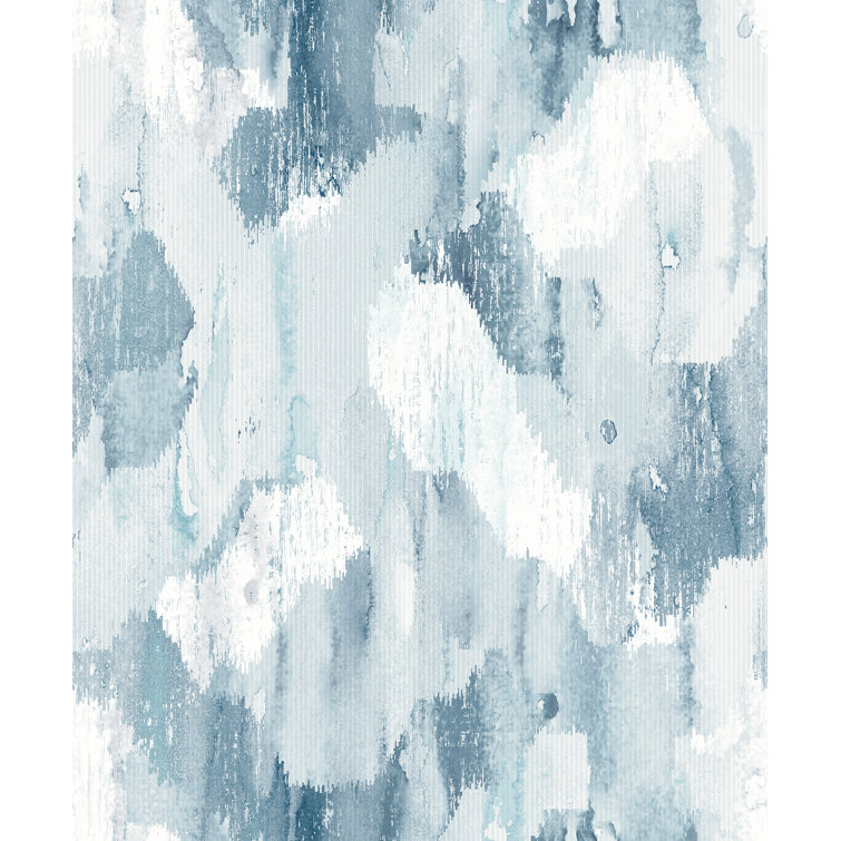 Mahi Blue and White Abstract 3D Non-Woven Wallpaper