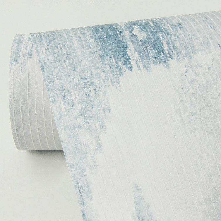 Mahi Blue and White Abstract 3D Non-Woven Wallpaper