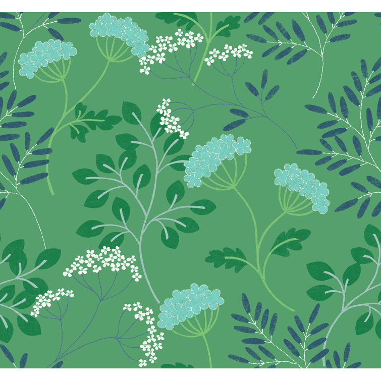 Sorrel Green Botanical Vinyl-Coated Wallpaper