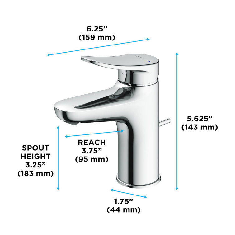 Sleek Chrome 1.2 GPM Single Handle Bathroom Faucet with Drain