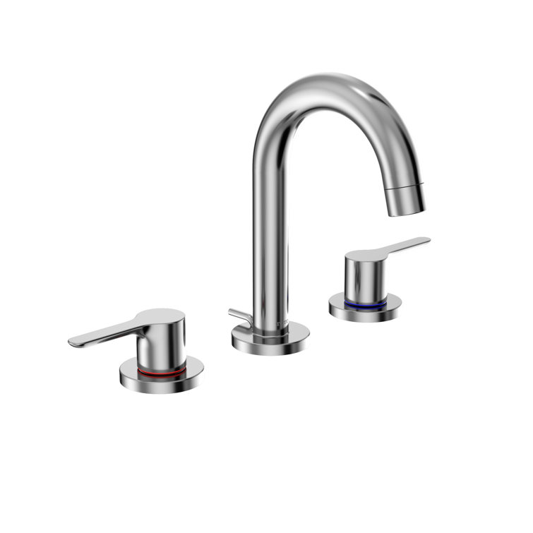 Chrome Modern Widespread Bathroom Faucet with Drain Assembly