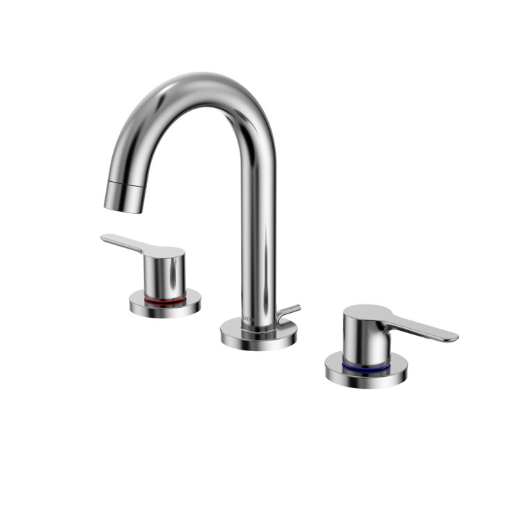 Chrome Modern Widespread Bathroom Faucet with Drain Assembly