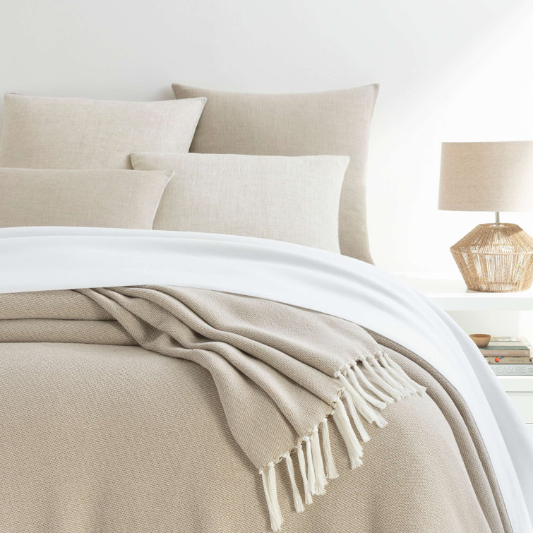 Twin Sand Cotton Fringed Throw Blanket
