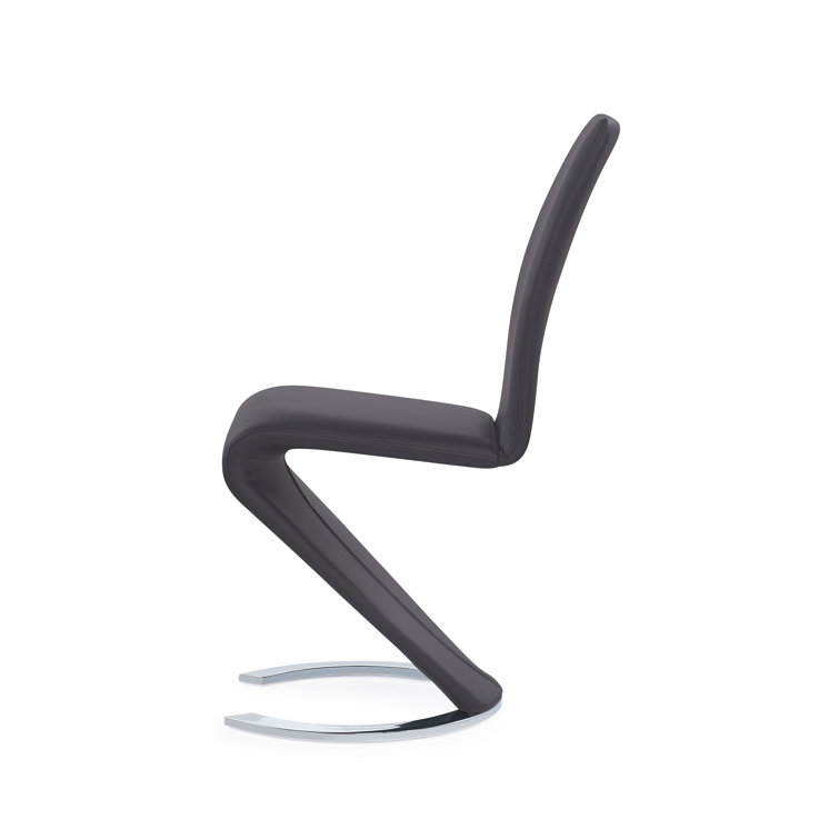 Gray Faux Leather Zig-Zag Side Chair with Chrome Base