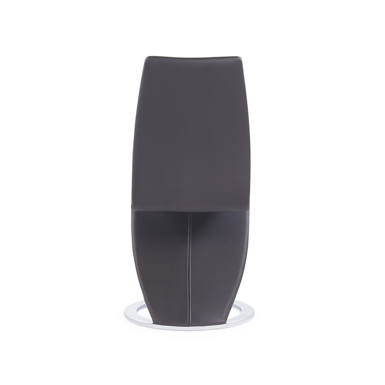 Gray Faux Leather Zig-Zag Side Chair with Chrome Base