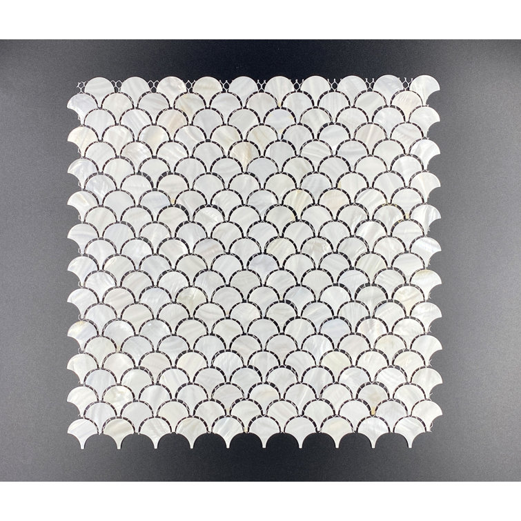 12'' White Mother of Pearl Fish Scale Mosaic Wall Tile