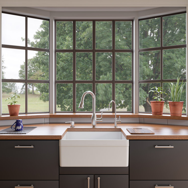 White 26" Fireclay Single Bowl Farmhouse Kitchen Sink