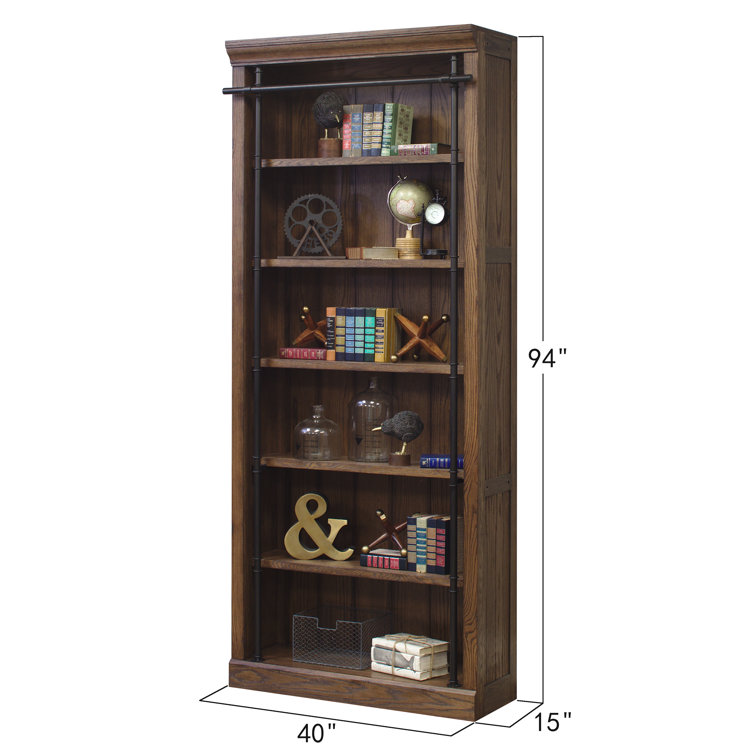 Avondale Traditional Adjustable 5-Shelf Oak Bookcase in Brown