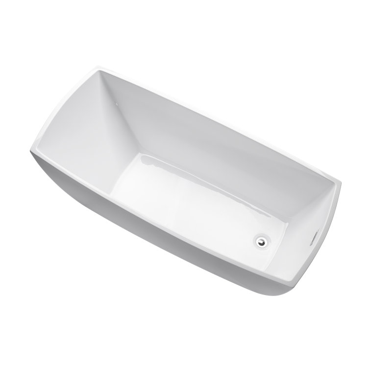 Vanity Art 67" White Acrylic Freestanding Soaking Bathtub