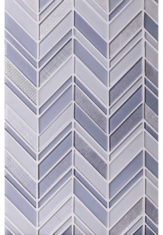 White and Blue Chevron Glass Mosaic Tile for Kitchen and Bathroom