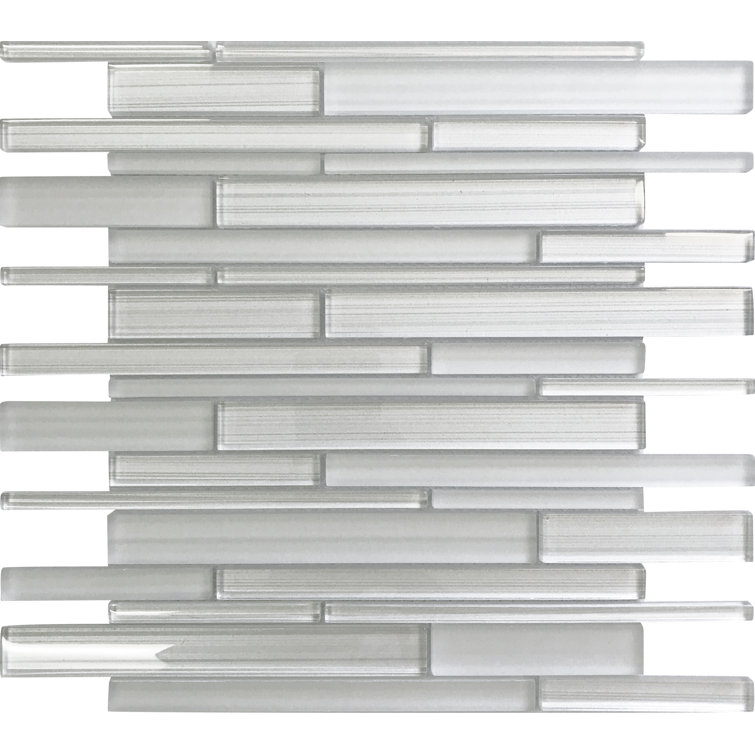 White Linear Glass Mosaic Tile for Bathroom and Kitchen