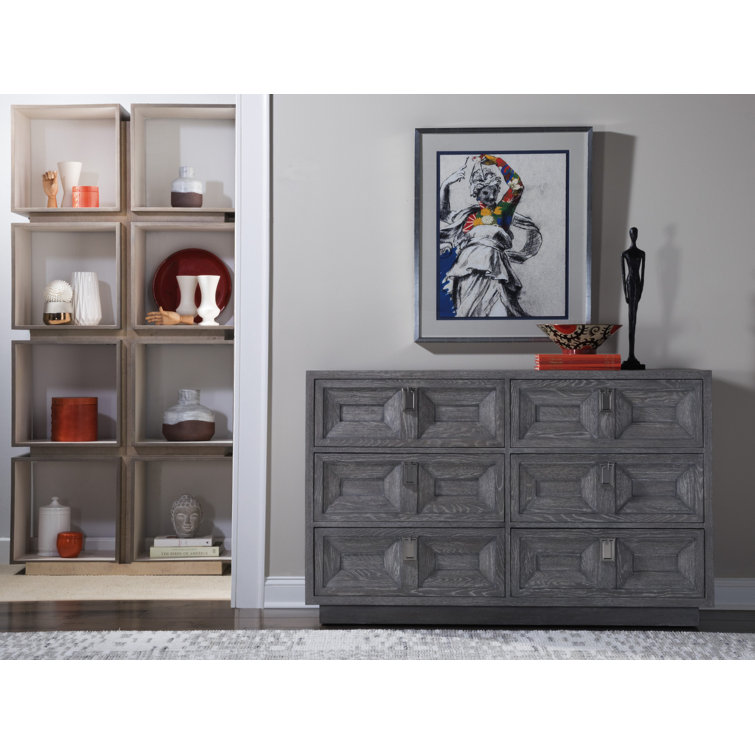 Transitional Mercury 42" White Oak and Ash Burl Cube Etagere
