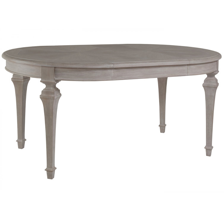Gray Mahogany Round Extendable Dining Table for Six
