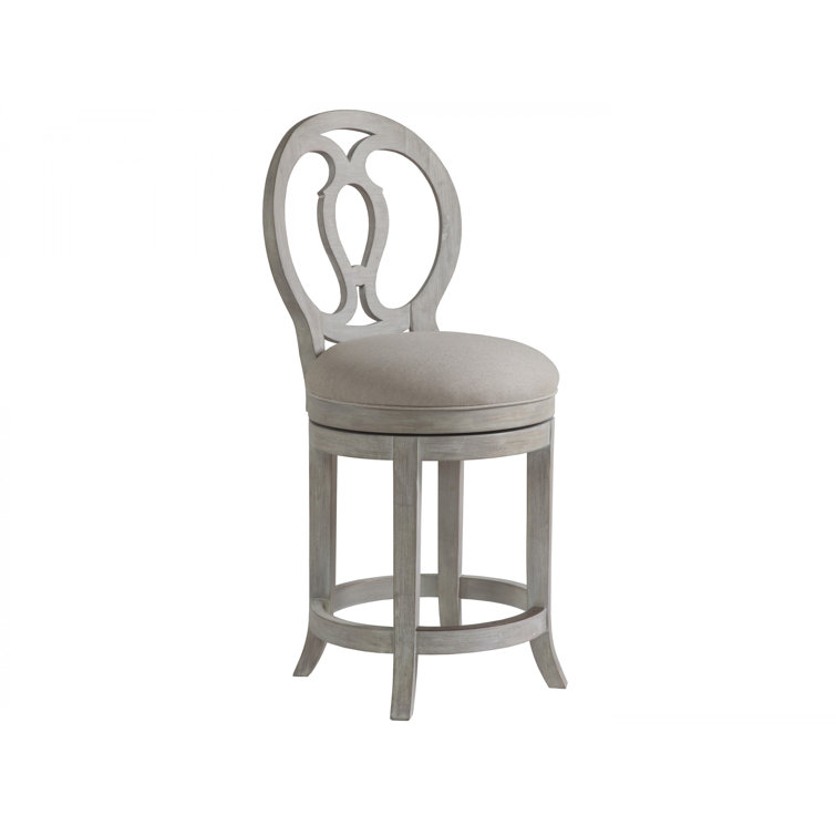 Bianco Traditional Mahogany Swivel Counter Stool with Linen Seat