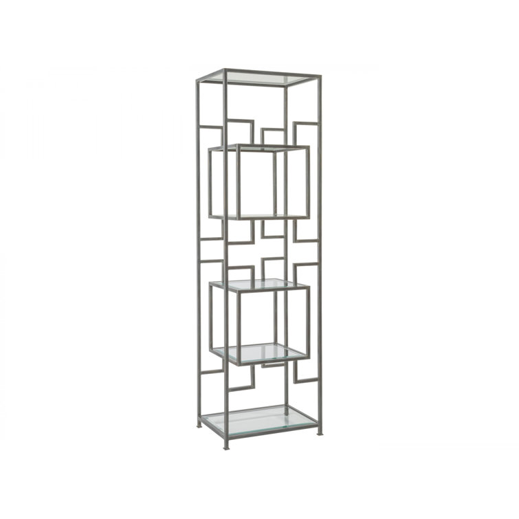 Gray Iron and Glass Cubed Etagere Display Shelf