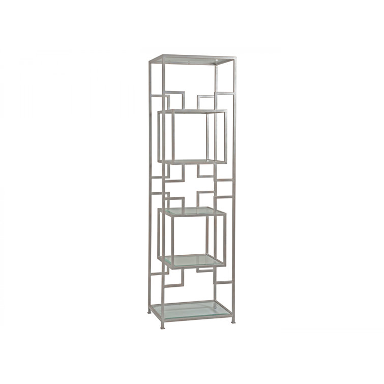 Argento Silver and Glass Transitional Etagere with 5 Shelves
