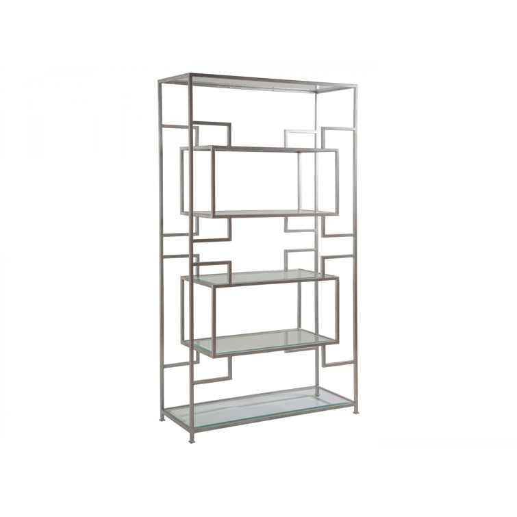 Argento Silver and Glass Transitional Etagere with 5 Shelves