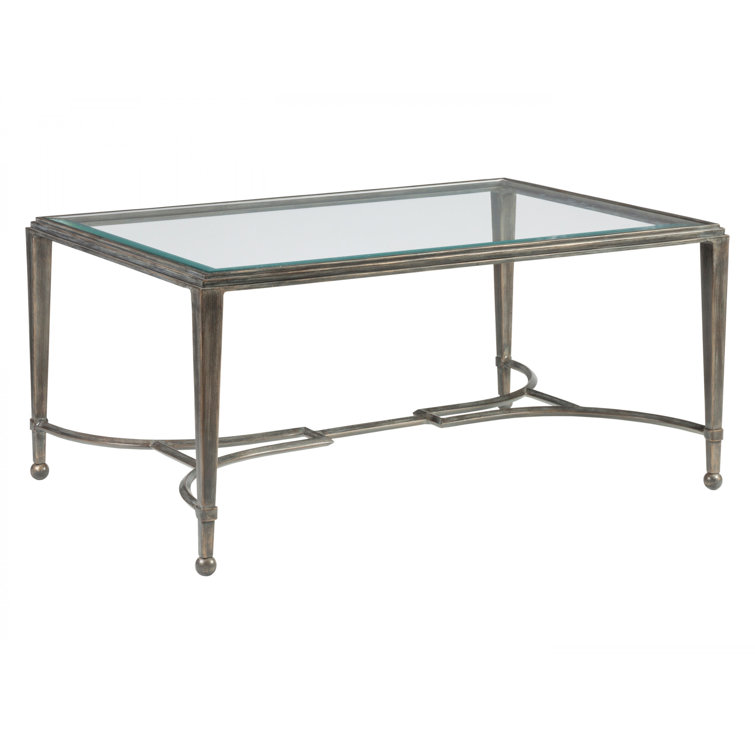 St. Laurent Gray Metal and Glass Rectangular Cocktail Table