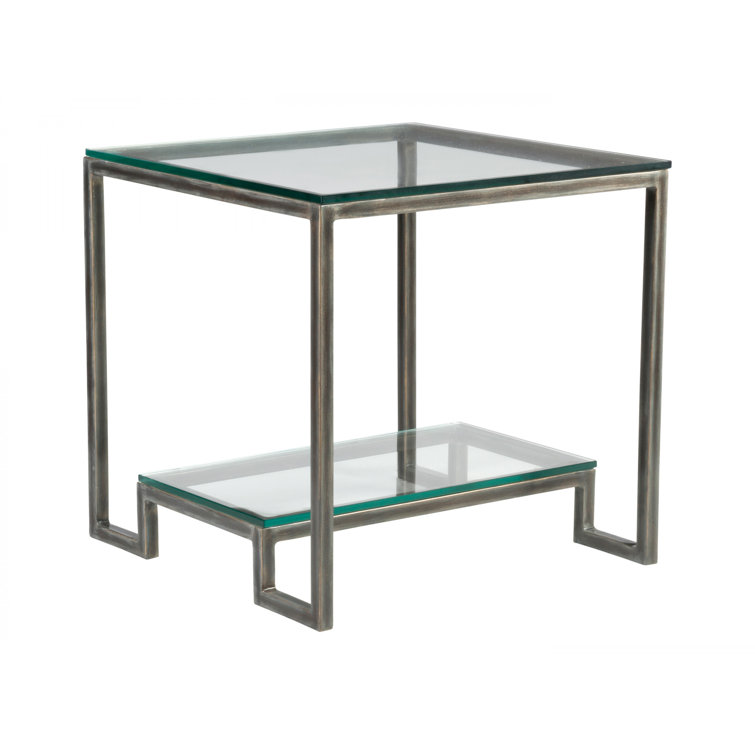 St. Laurent 25" Transitional Square Metal & Glass End Table