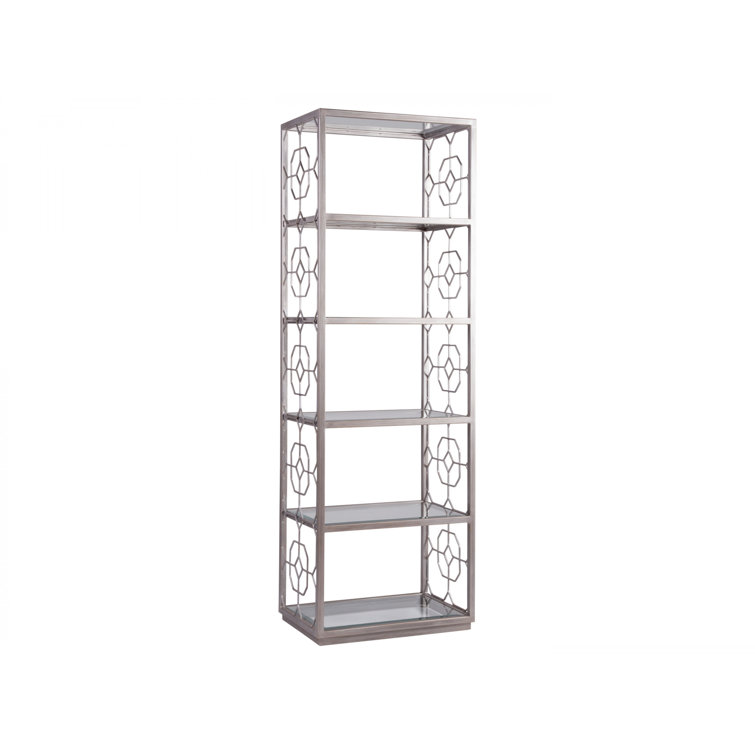 Argento Silver Hand-Forged Iron Etagere with Glass Shelves