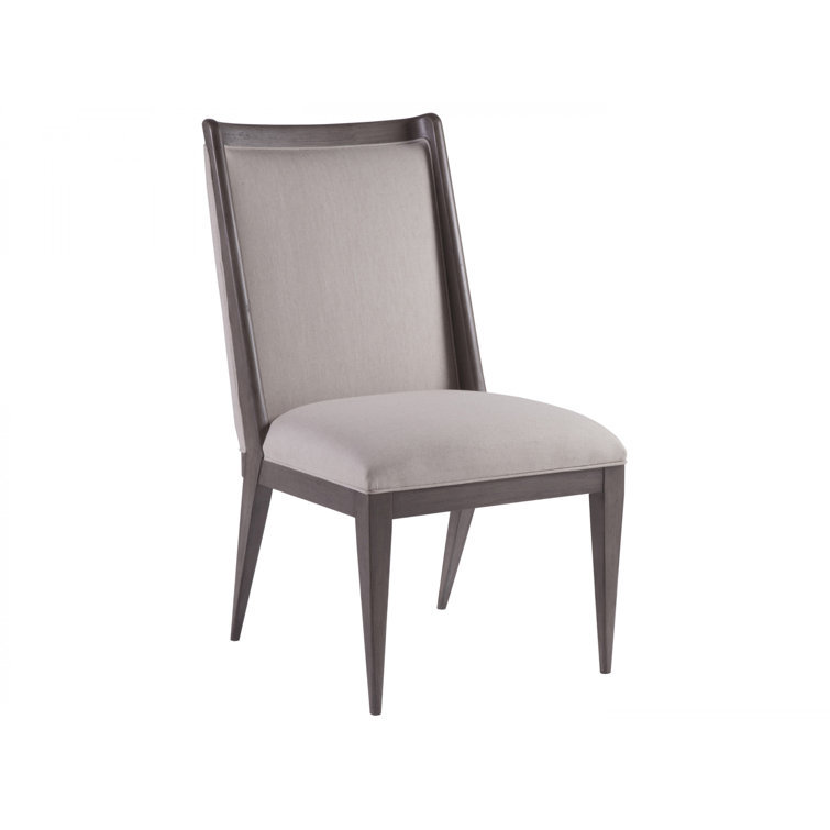 Grigio Gray Linen Upholstered Mahogany Side Chair