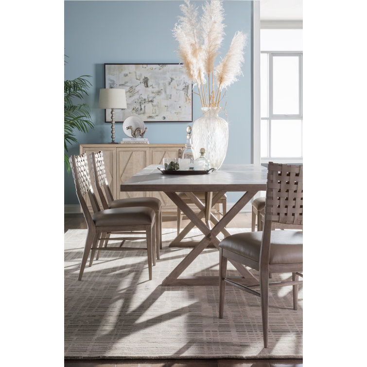 Coastal Grigio Mahogany 20'' Gray Leather Upholstered Side Chair