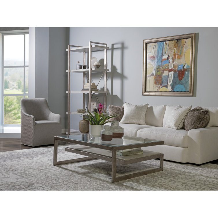Contemporary Silver Leaf & Wire-Brushed Oak Cocktail Table