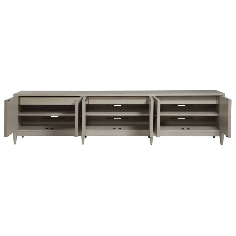 White Oak Gray Contemporary Media Console with Cabinet