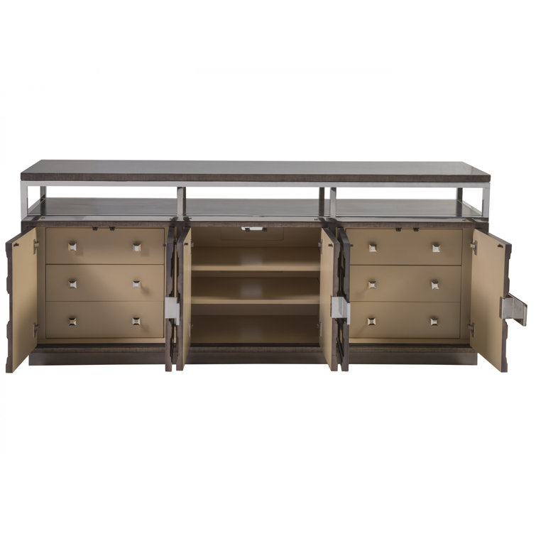 Brown and Gold Maple Transitional Media Console with Cabinet