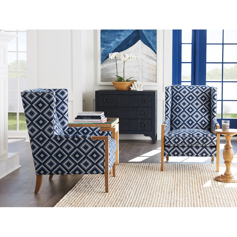 Laguna Sands Blue Stripe Handcrafted Wingback Chair