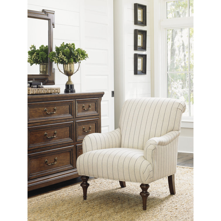 Elegant White Leather Lexington Armchair with Recessed Arms