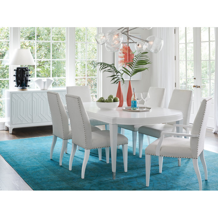 Transitional White Leather Parsons Side Chair with Nailhead Trim