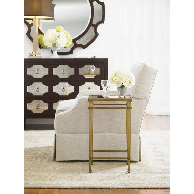 Transitional Kensington 45" Round Wood Mirror with Silver Accents