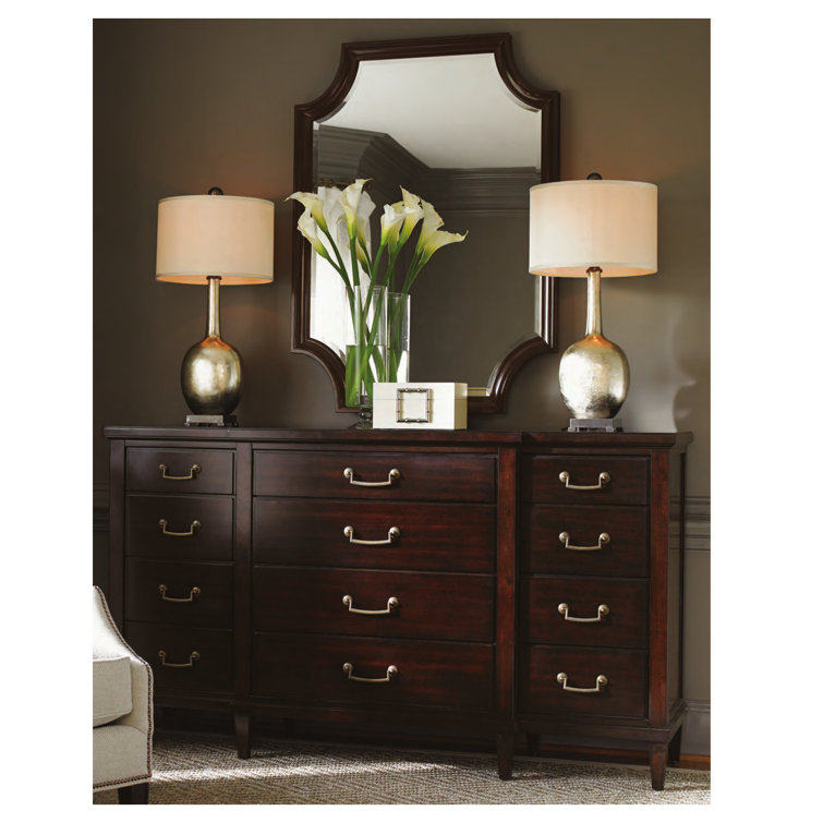 Transitional Brentwood Brown Wood Dresser with Silver Accents