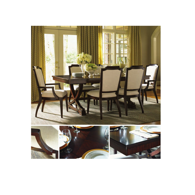 Beige and Brown Mahogany Transitional Arm Chair