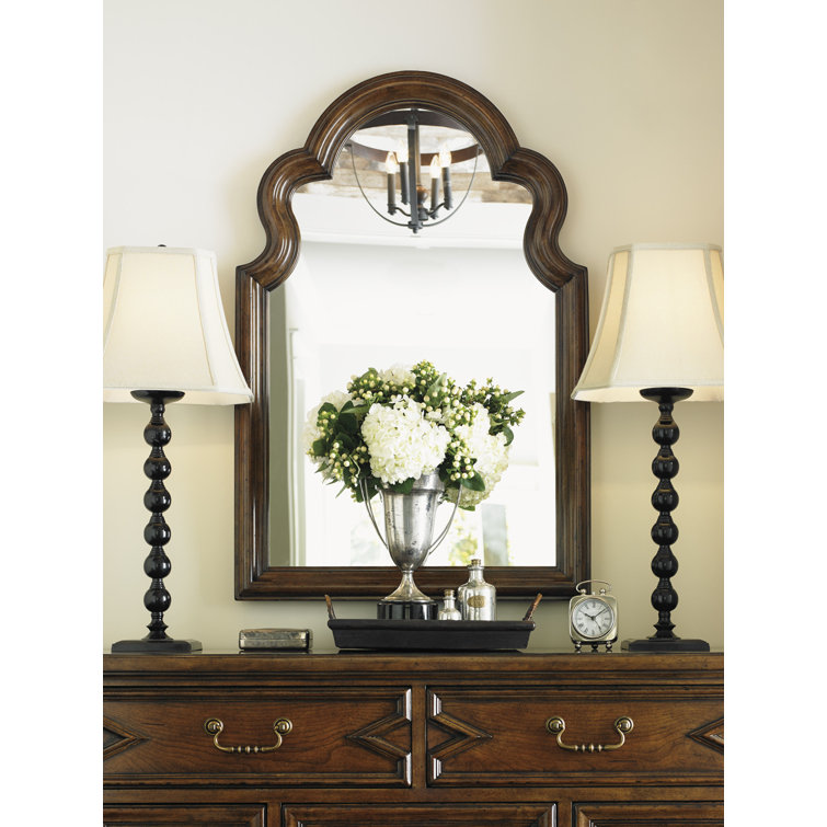 Autumn Brown Rustic Cherry Traditional Rectangular Dresser Mirror
